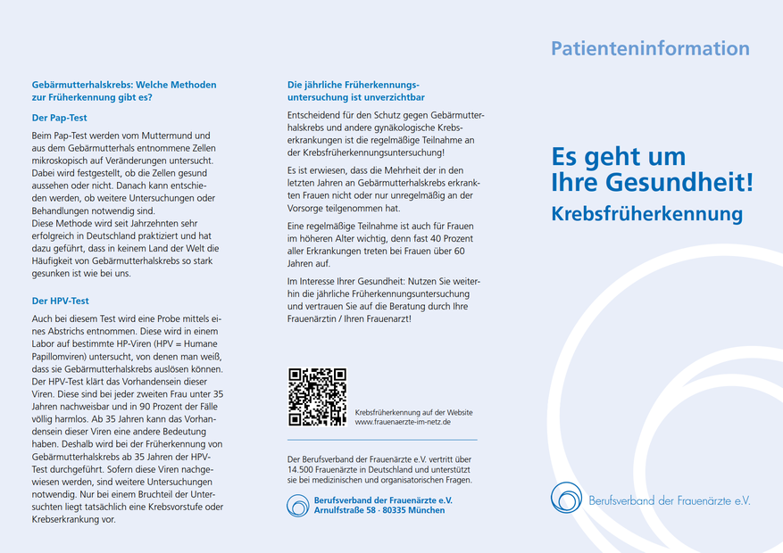 Flyer zur Krebsfrherkennung ab 2020